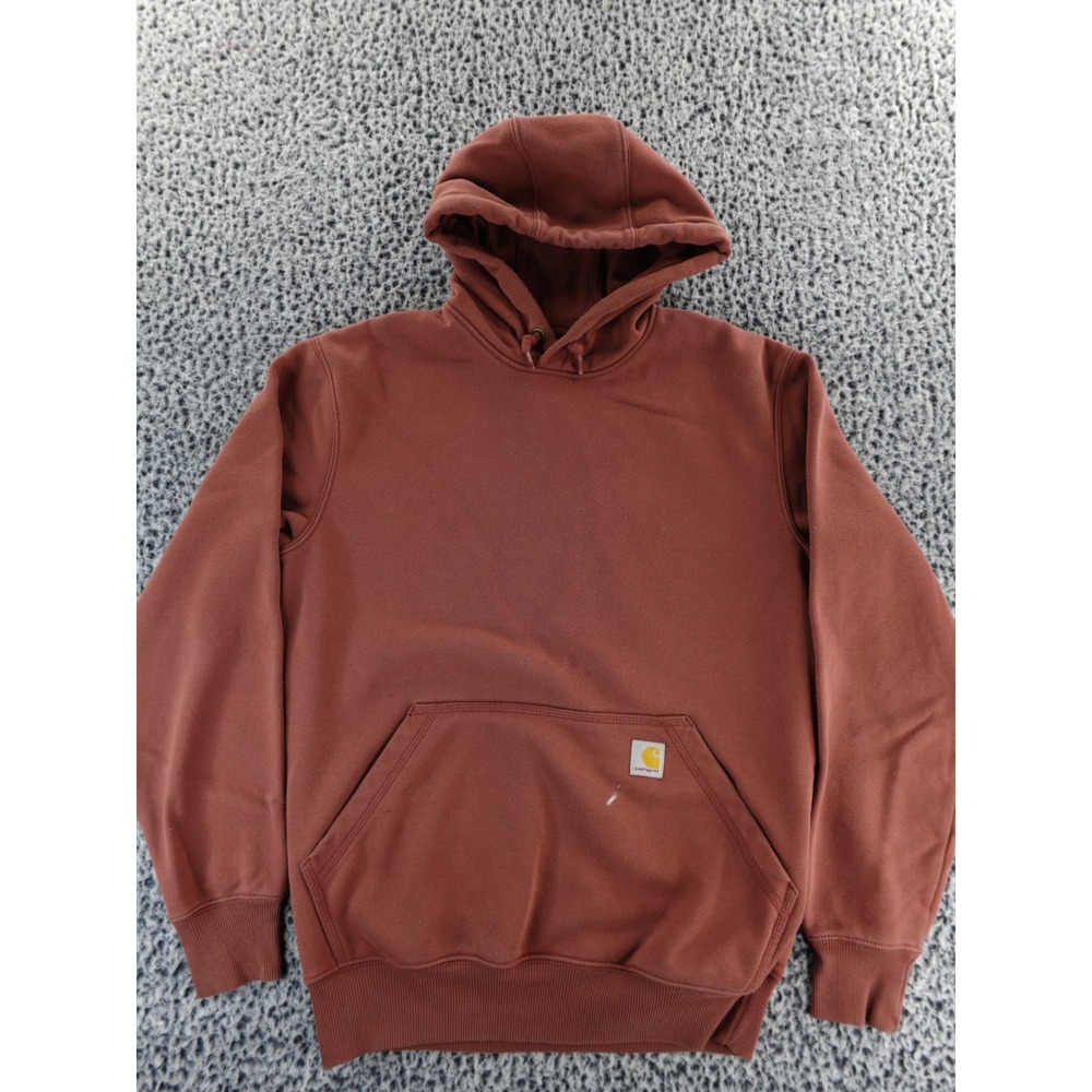 Carhartt Men's Long Sleeve Hooded Sweatshirt Brown Canvas‎ Workwear Size Small